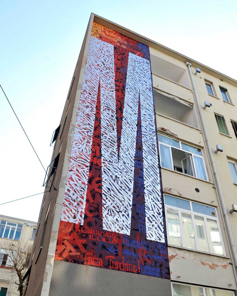 Public Art. Calligraphy mural by Said Dokins in Milano