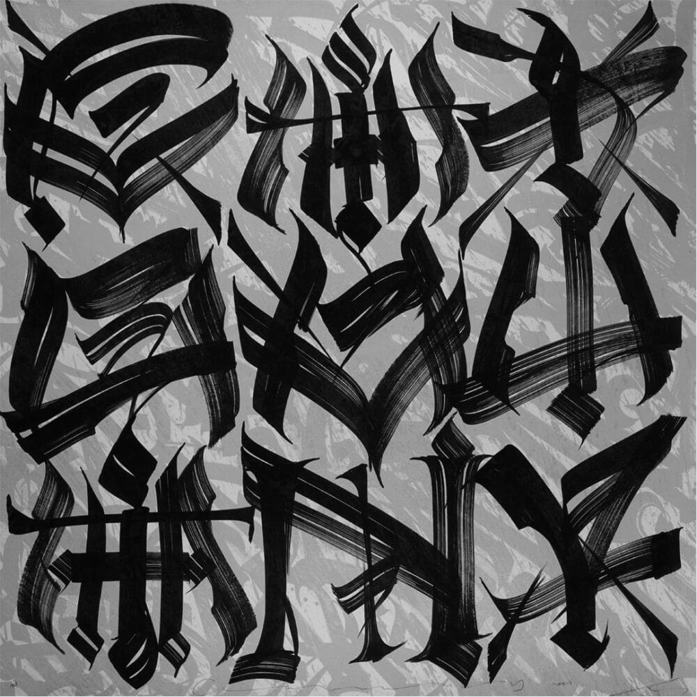 Said Dokins' 'Community': A unique artwork combining calligraphy and screen printing techniques on paper